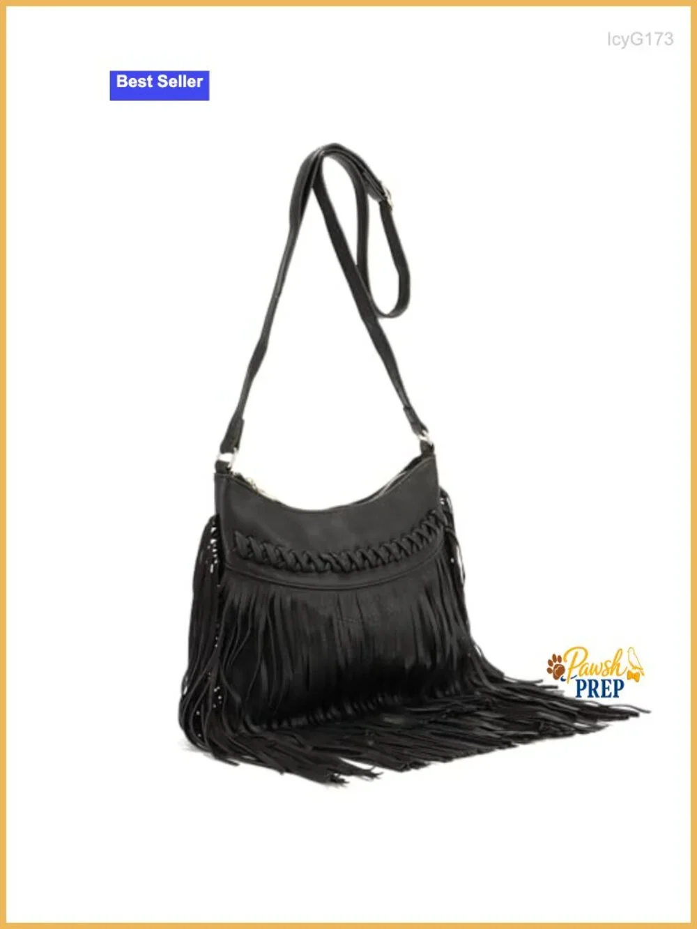 Vegan Leather Fringe Tassel Hobo Crossbody Bag with Adjustable Strap